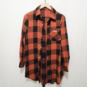 Orange and Black Plaid Shirt Womens